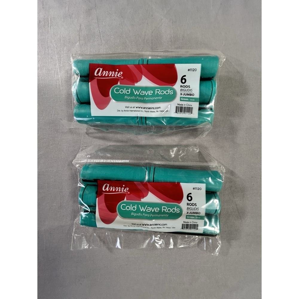 Annie Cold Wave Rods #1120 2 Packs Of 6 Teal Hair Rollers Curlers